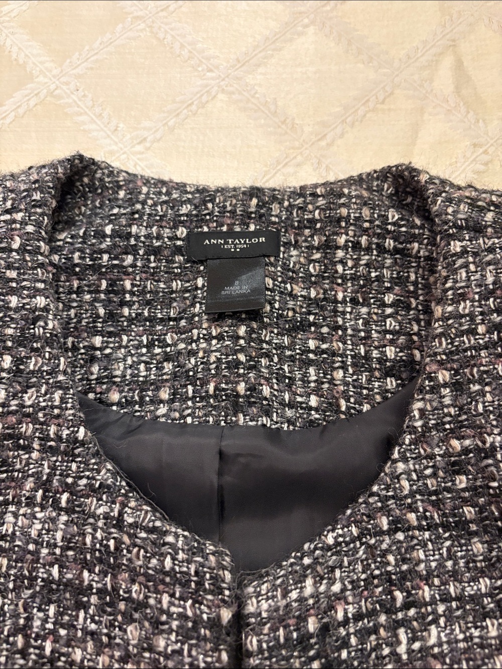 Ann Taylor Black and White Textured Tweed Blazer